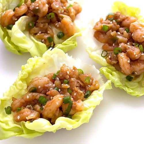 Minced chicken & prawn lettuce parcels recipe