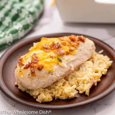 Cheddar Bacon Ranch Chicken & Rice Casserole - The Wholesome Dish